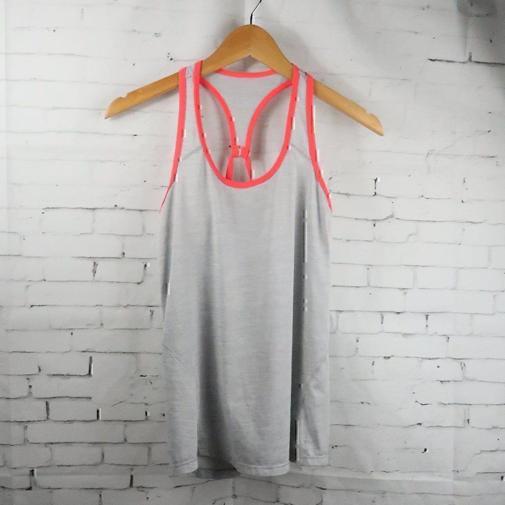 DANSKIN NOW SEMI FITTED DRY MORE GREY TANK TOP WITH PINK DETAIL SIZE XS